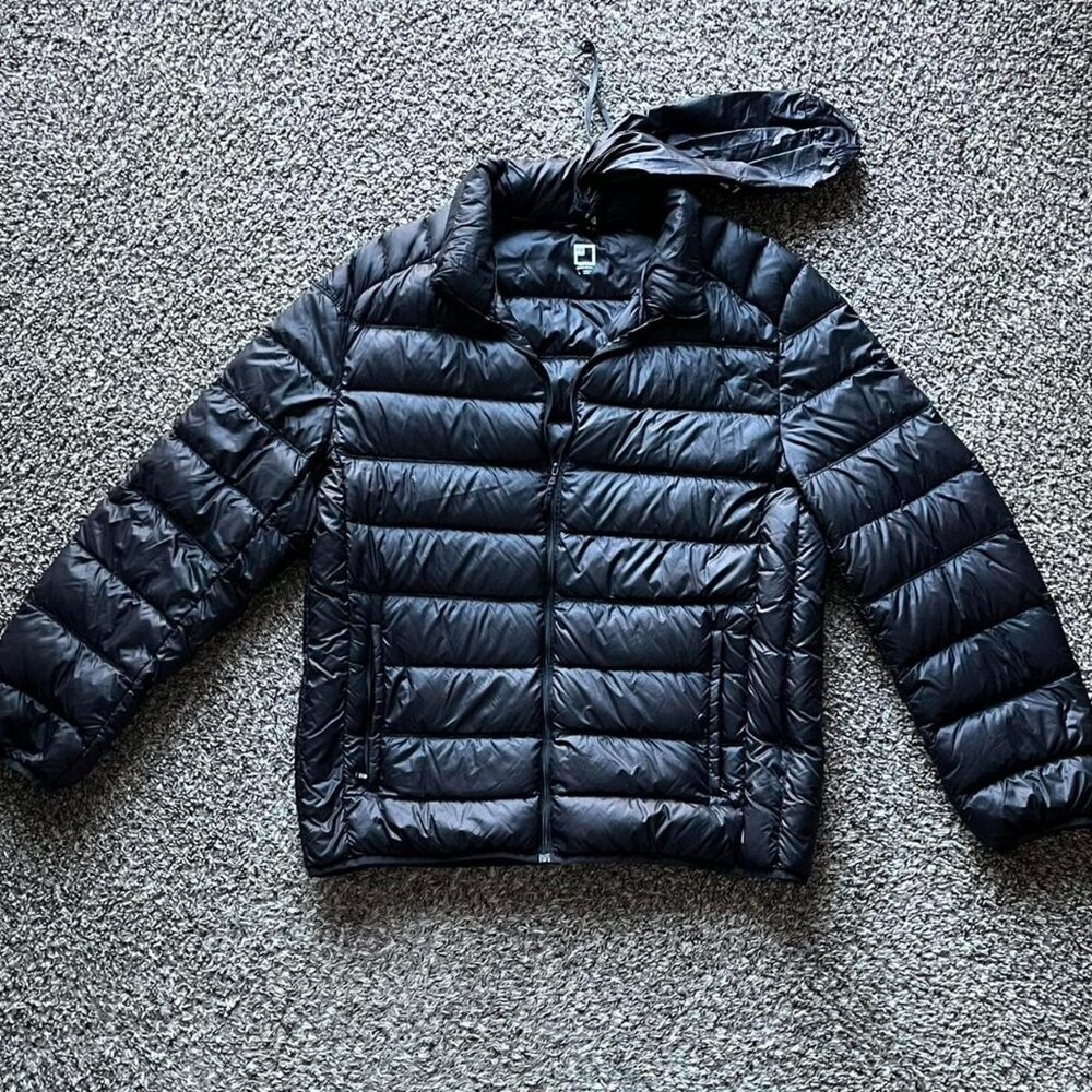Black Goose Down Puffer Jacket JCPenney's Mens Large Gorpcore Grunge Winter Coat - Picture 1 of 8